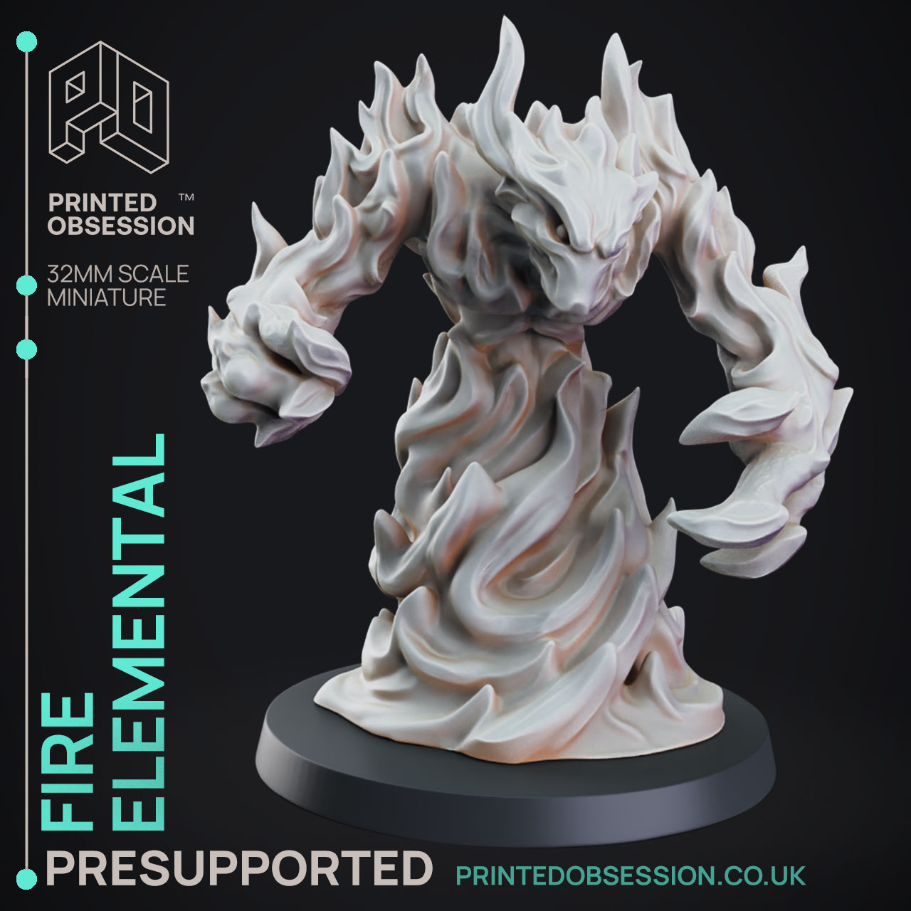 4 Elementals Pack - PRESUPPORTED - 32mm scale - D&D