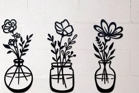 flower pot 3 panel wallart