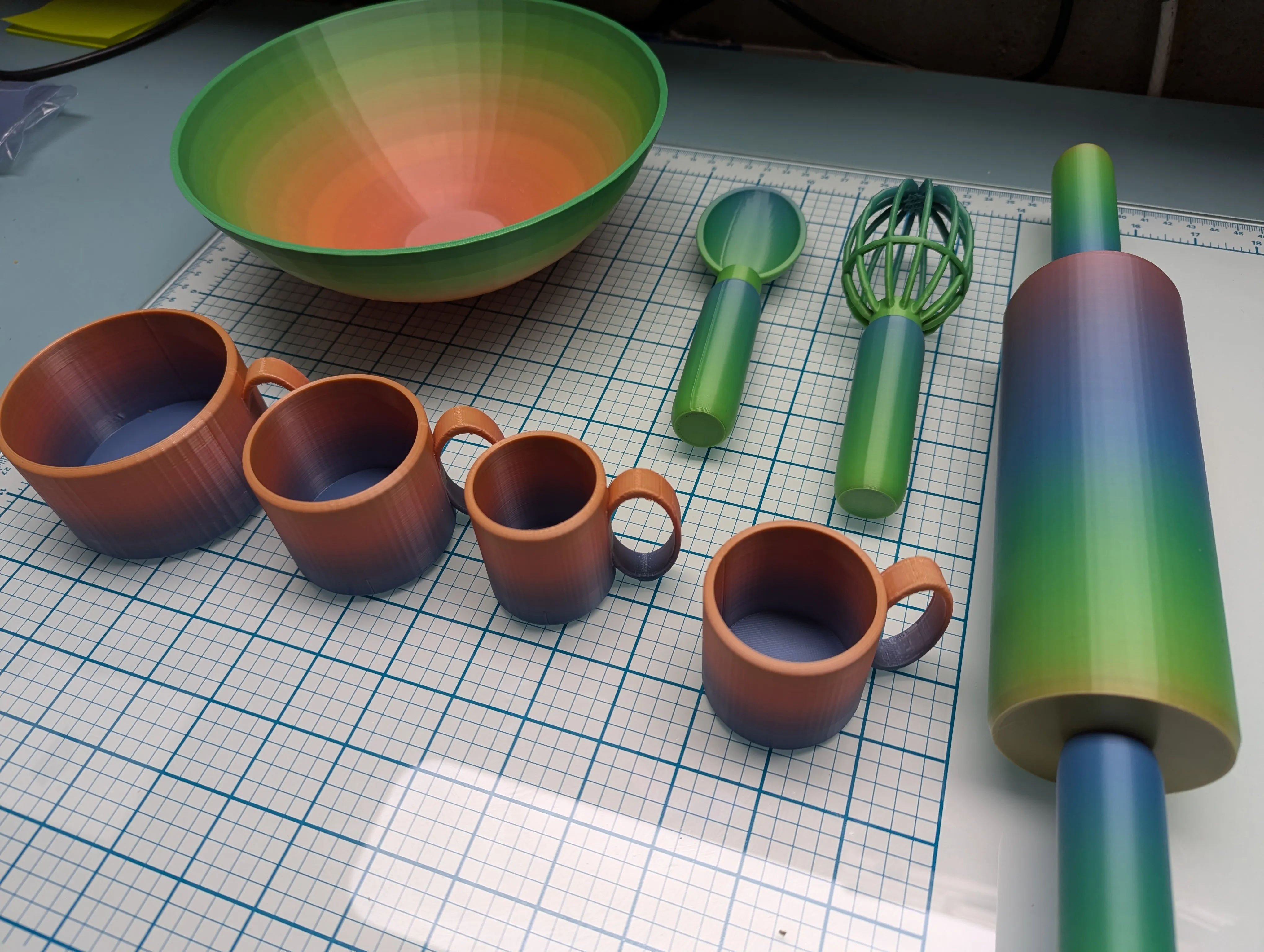 Baking Set - Rolling Pin, Bowl, Spoon, Whisk, Measuring Cups