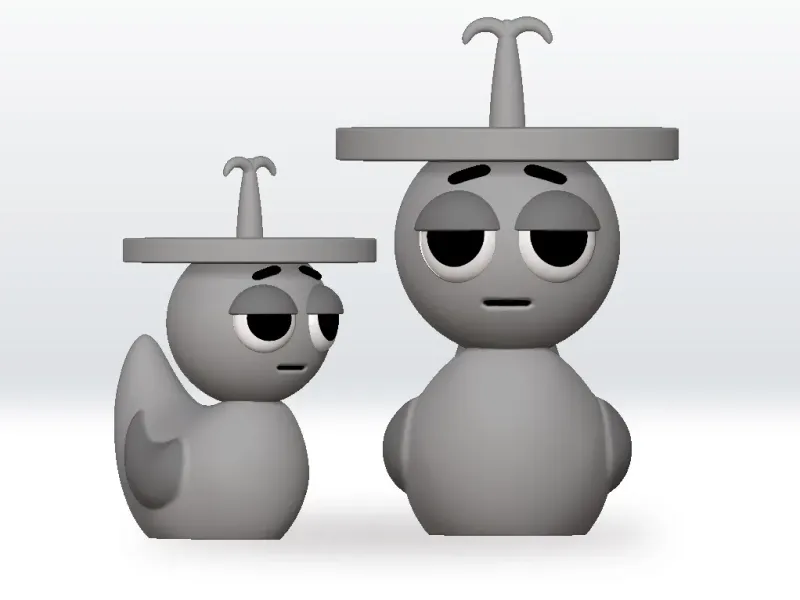 Sprunki Silver Clukr Duck STL, 3mf, Obj, 3D Model Character
