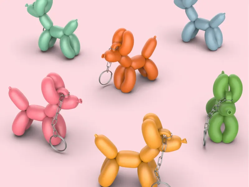 3D Balloon Dog Keychain, Dog Lover Gift for, Balloon Animal