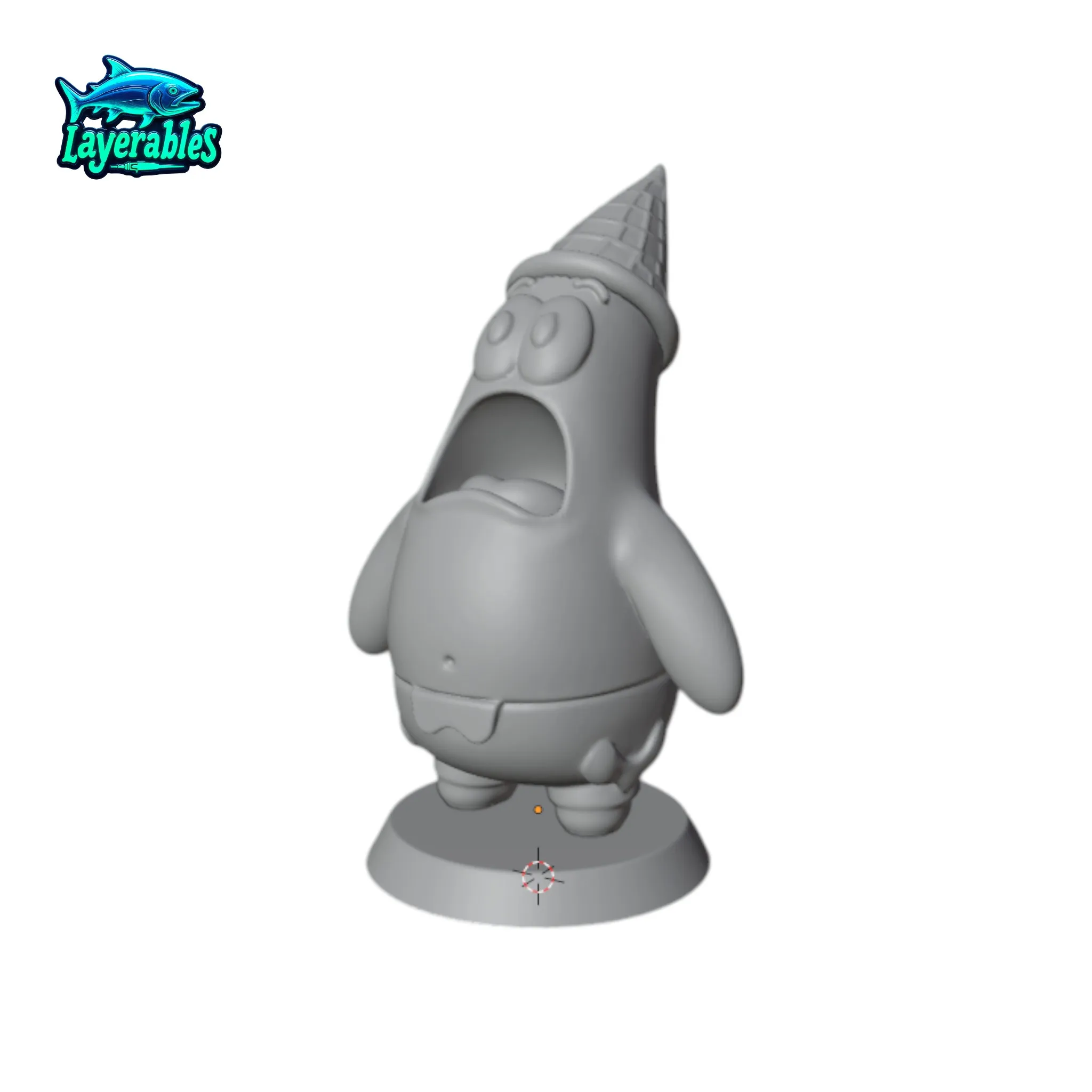 Chibi Patrick STL – Ice Cream Hat Funny Pose