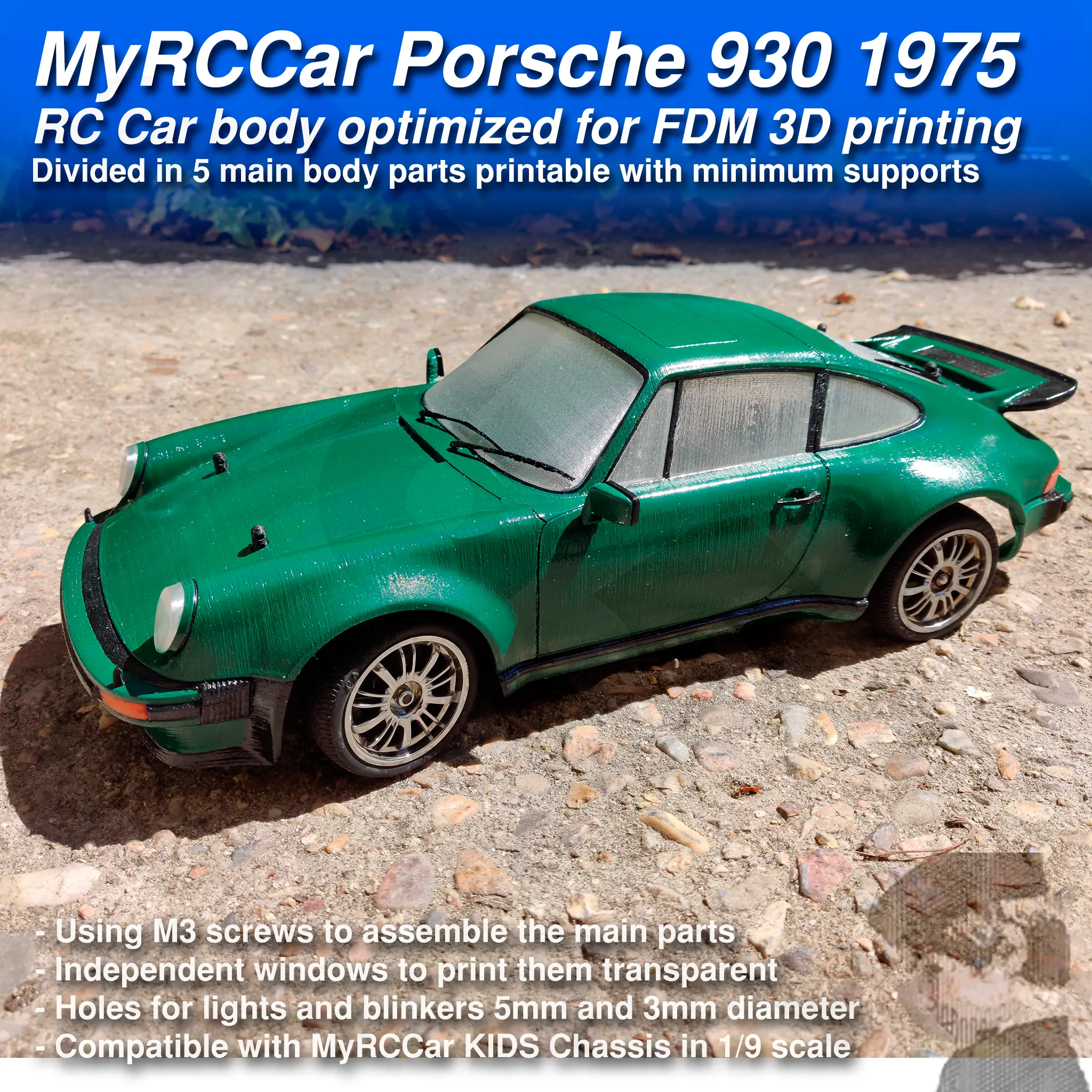 MyRCCar Porsche 911 Turbo 930 1975 RC Car Body