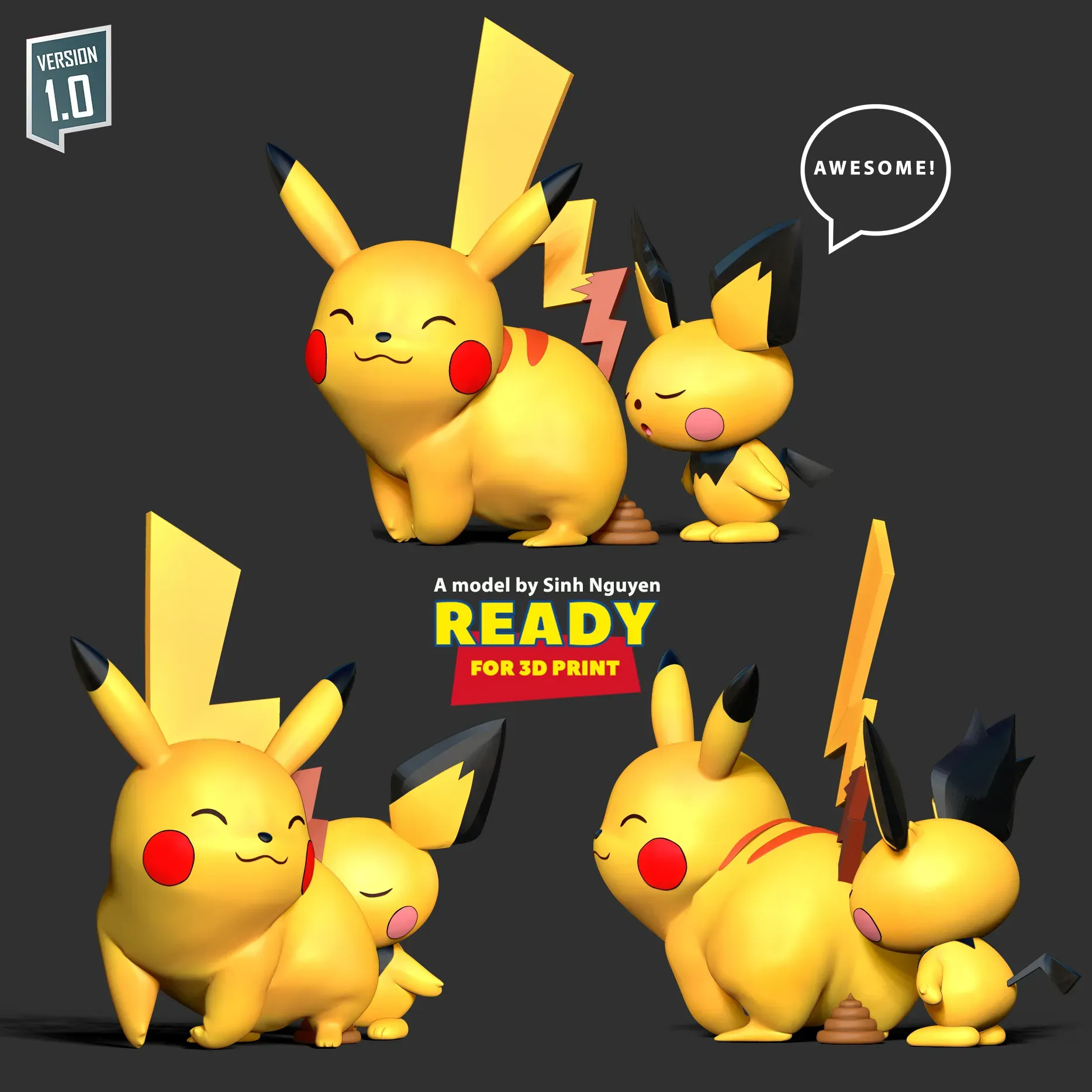 STL file POKEMON - EEVEE x PIKACHU 🐉・3D printing idea to