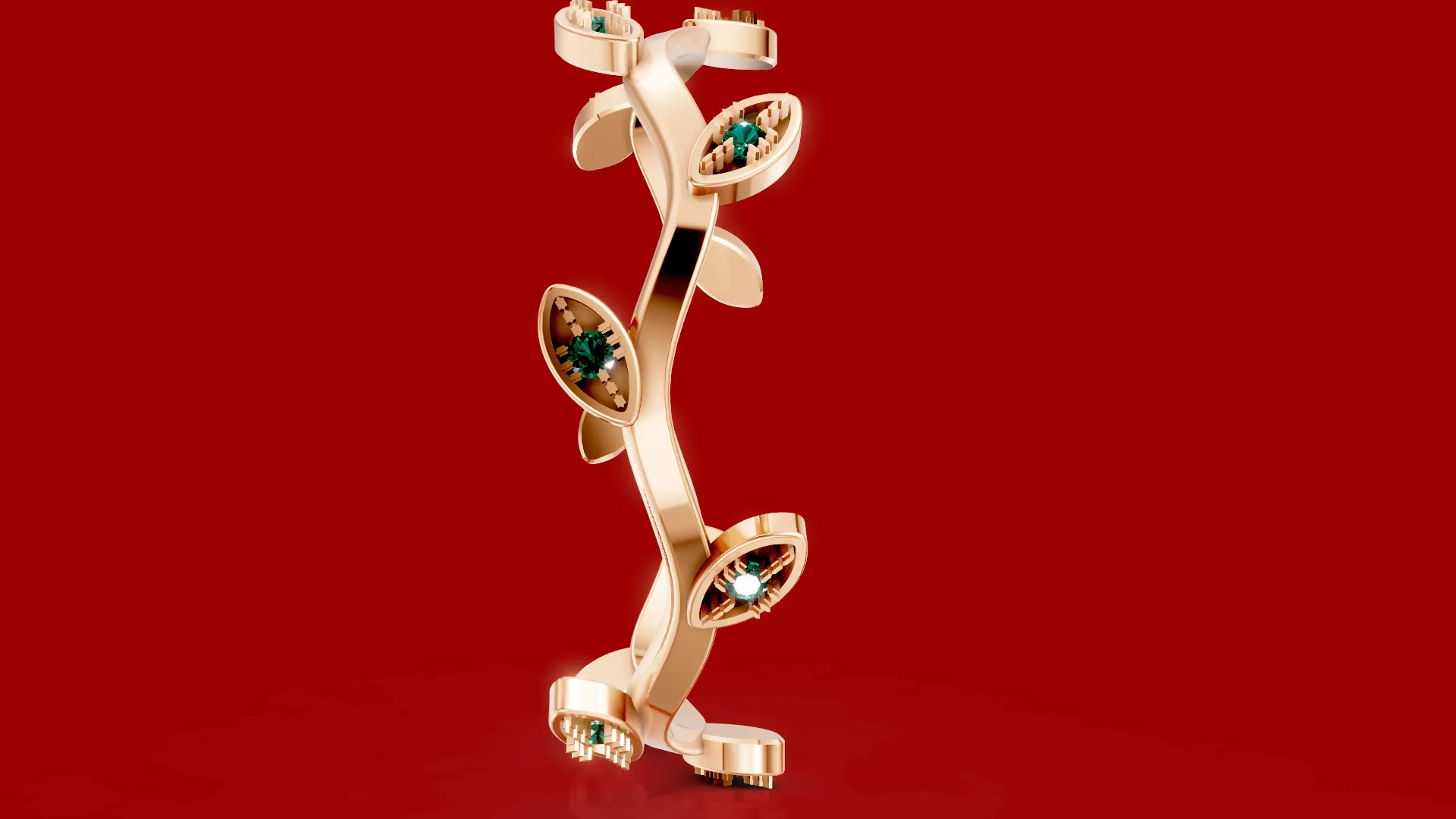Wave Twig Leaf Ring