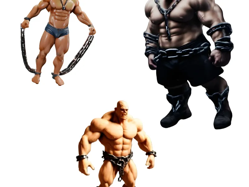 Muscular Warrior Figure with Chains