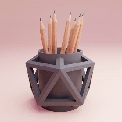 pencil holder desk organizer geometric icosahedron