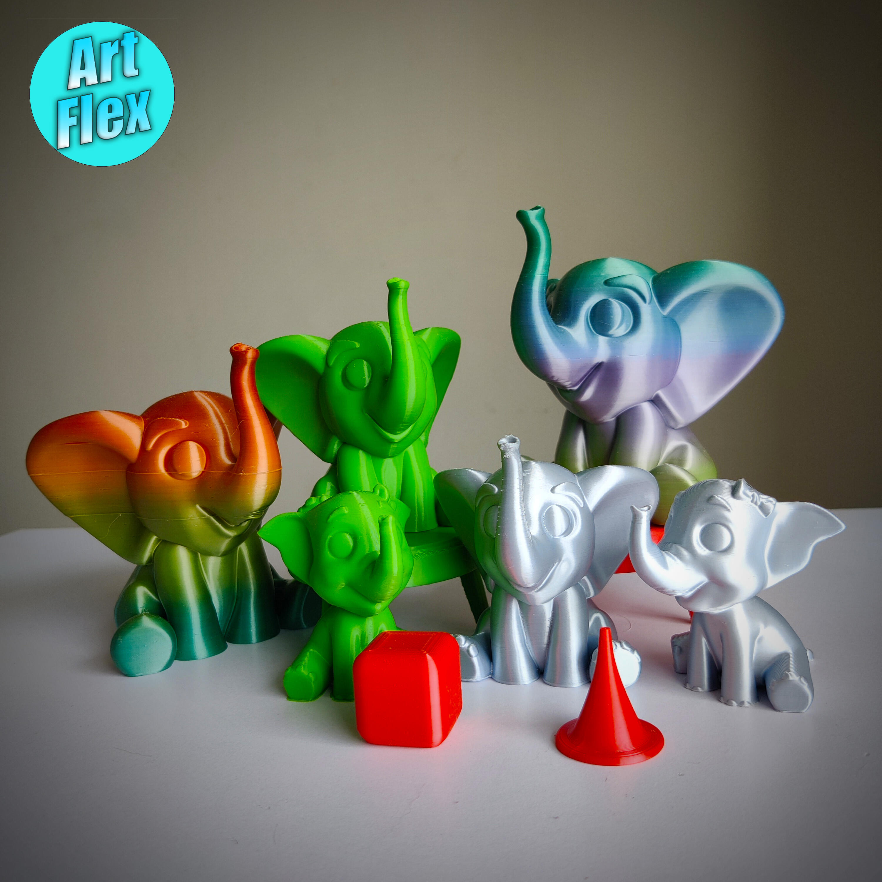 ADORABLE PRINT IN PLACE BROTHER SISTER ELEPHANT TOYS
