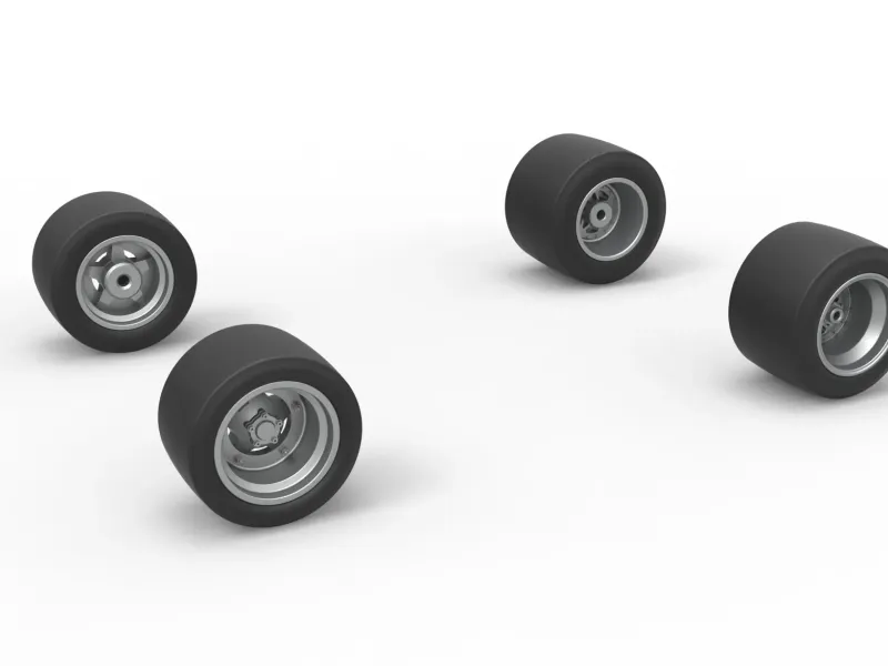 Wheel set of Asphalt Supermodified stock car Scale 1:25