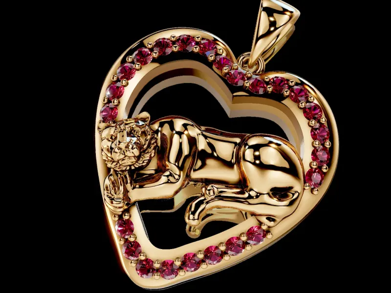 Panther on Heart Pendant