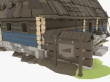 Slavic Medieval Tailor House with Interior Low Poly Style-8