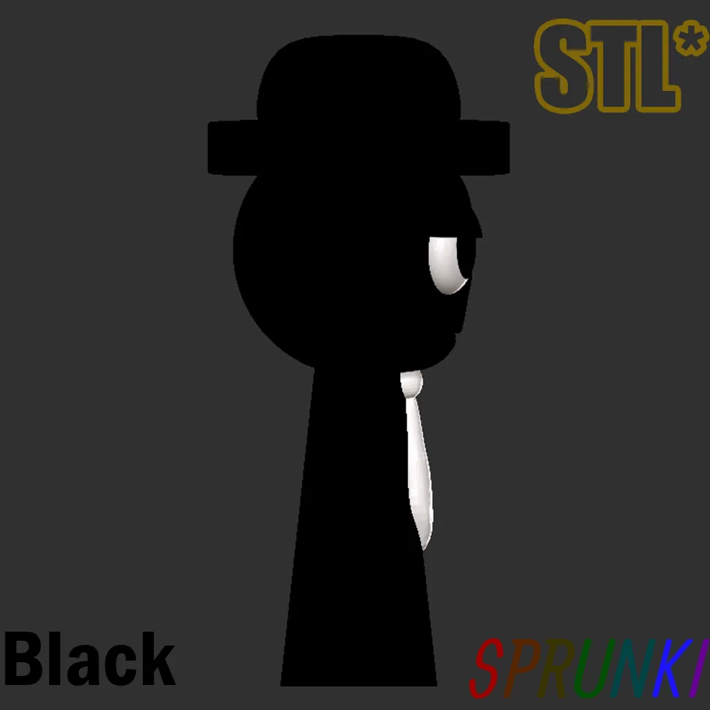 Sprunki Incredibox Black Normal STL 3D Character Fanart
