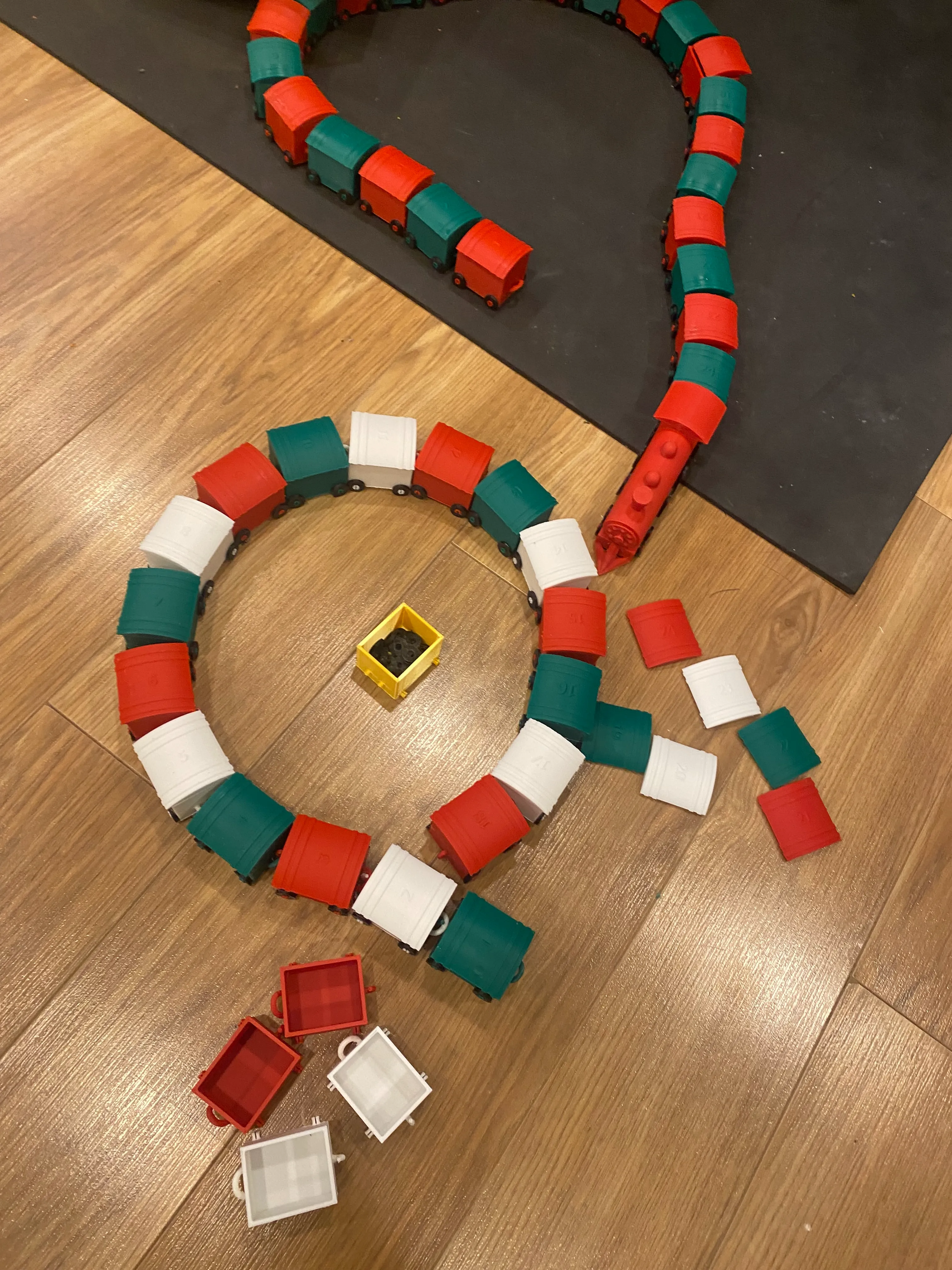 Christmas advent calendar in train shap with wagon
