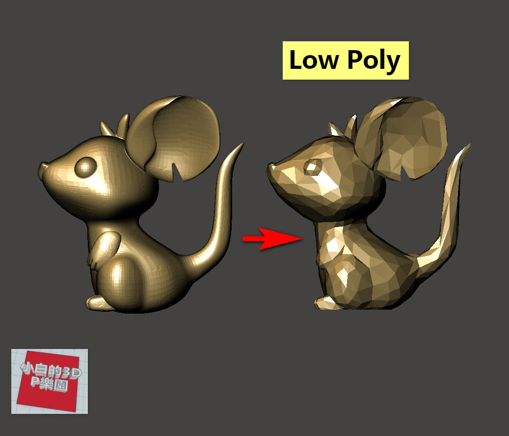 Low-Poly 3D Model - Mouse 低面數- 老鼠