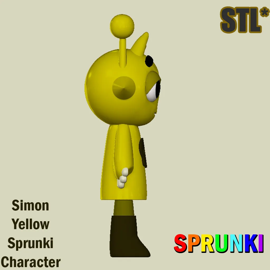 Simon Yellow STL Sprunki Incredibox STL 3D Character Fanart