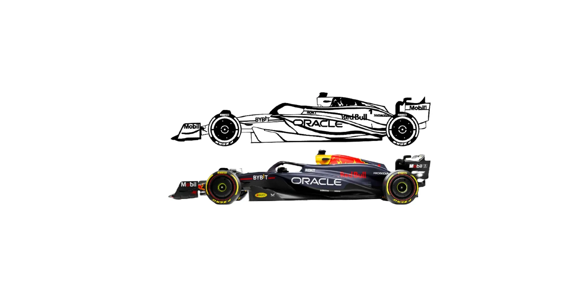 Red bull F1 RB20 2024 Side silhouette detailed