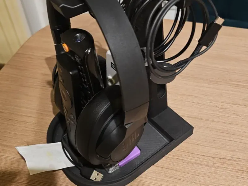 Suporte para fones de ouvido e cabos