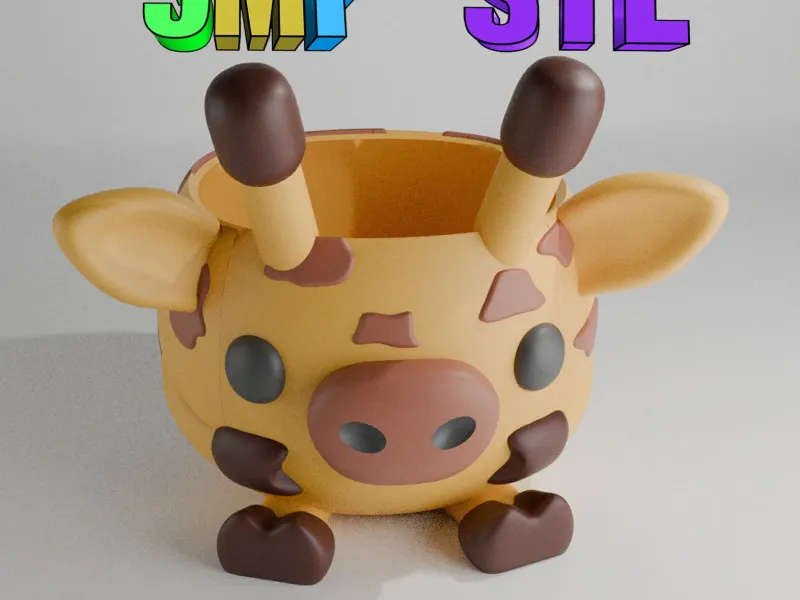 Giraffe flowerpot planter pencil holder STL 3MF