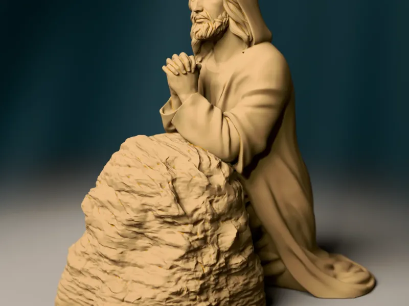 Jesus Praying on the Rocks – A Serene and Spiritual Art Piec