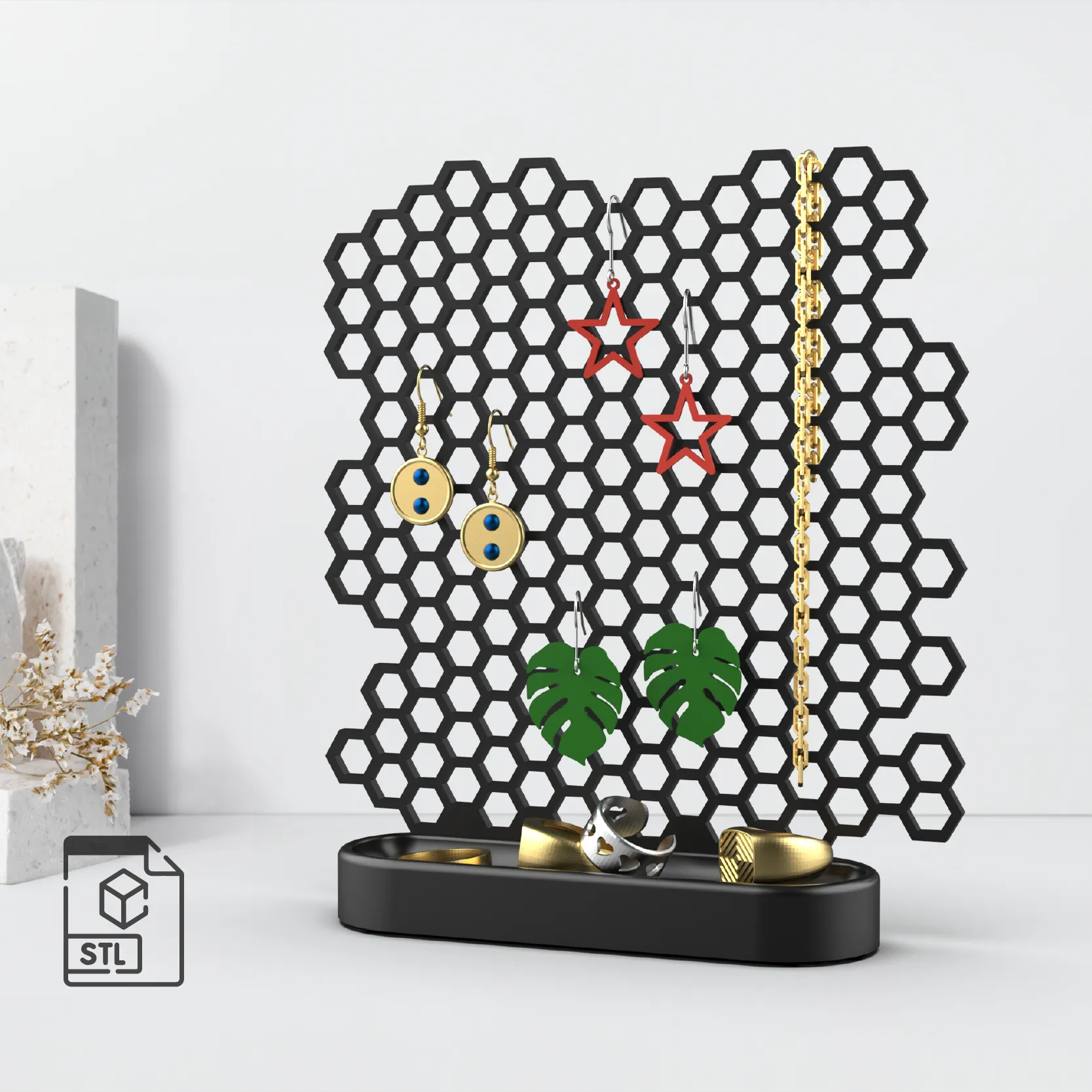 3D Honeycomb Jewelry Organizer