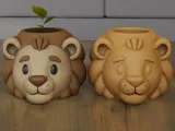 Cute Chibi Lion Planter and Desk Organizer STL 3D Model-2