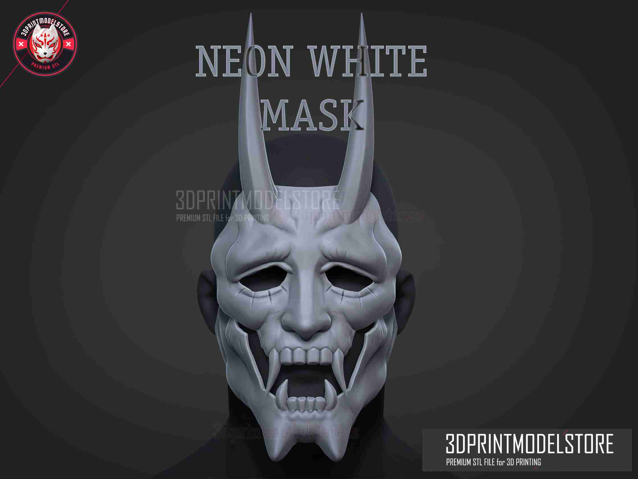 Neon White Game Mask - Japanese Kitsune Cosplay Halloween | 3D модели  скачать | Creality Cloud