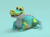 Low poly crocodile keychain-0