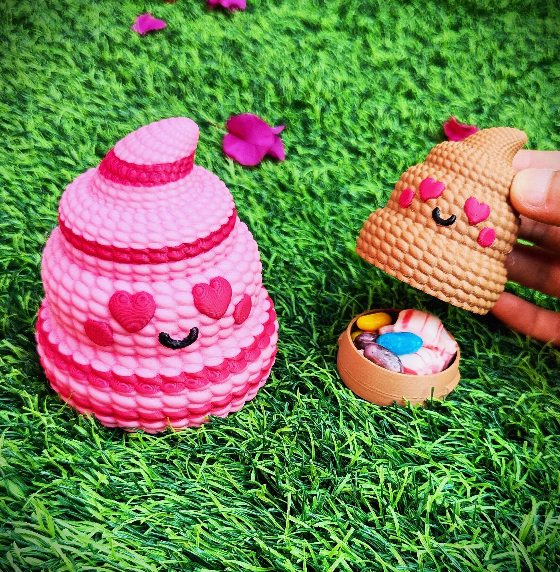 Poop Love - Valentine's Day multicolor knitted container