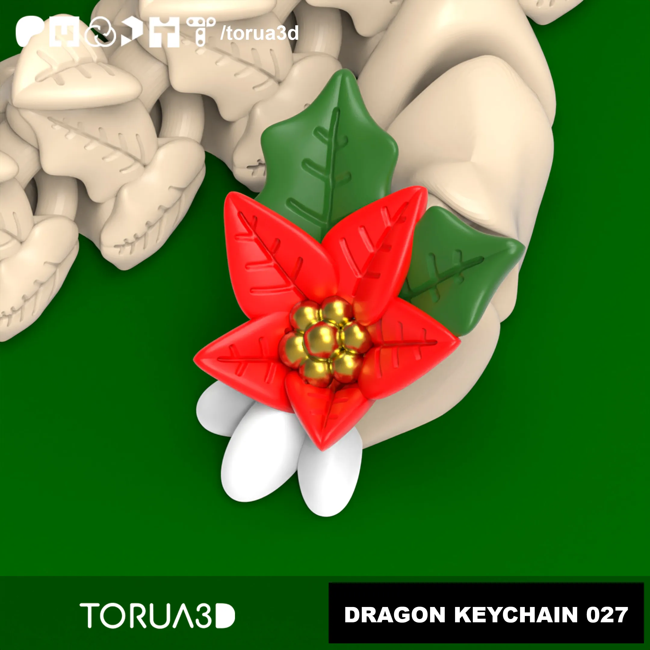 Articulated Christmas Dragon Keychain 027 - 3mf - STL