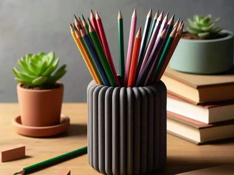 Moderne potloodhouder met geribd stangontwerp