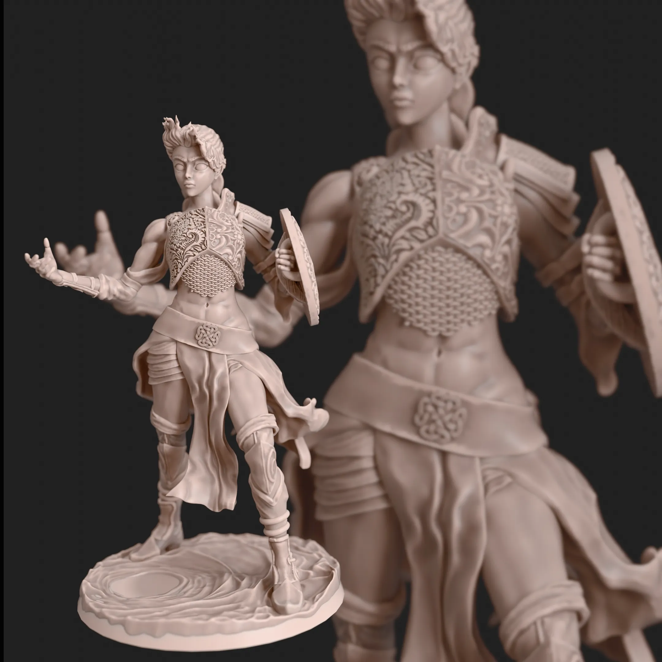Female Warrior with Shield Miniature: Strength and Elegance
