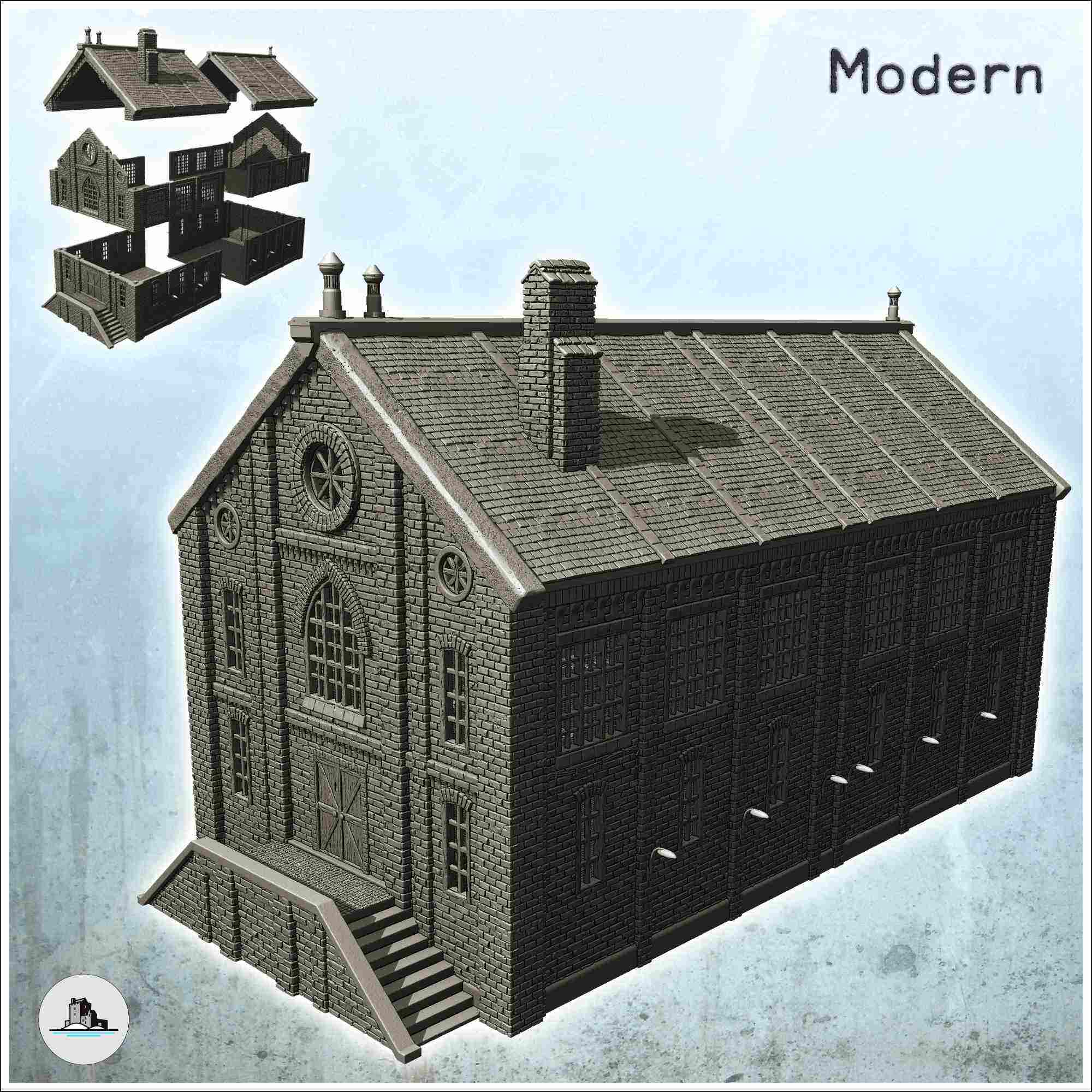 3d modern factory buildings