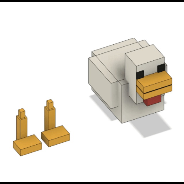 Minecraft Chicken (STEP, STL, OBJ & 3MF Included)-1