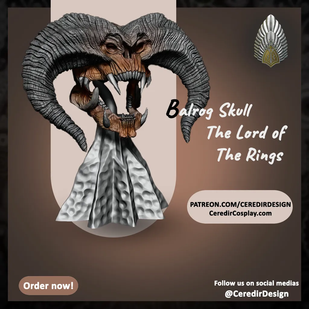Balrog Skull lord of the rings 3D DIGITAL DOWNLOAD