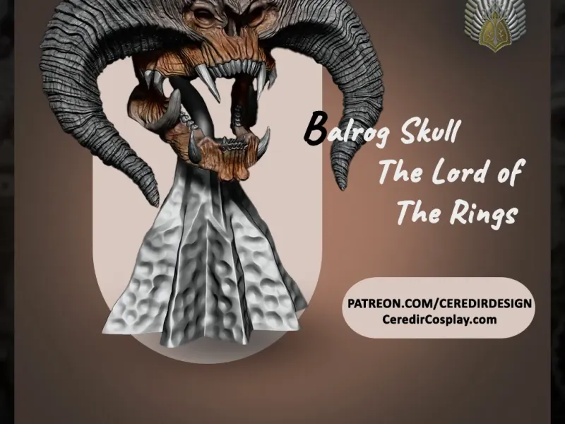 Balrog Skull lord of the rings 3D DIGITAL DOWNLOAD