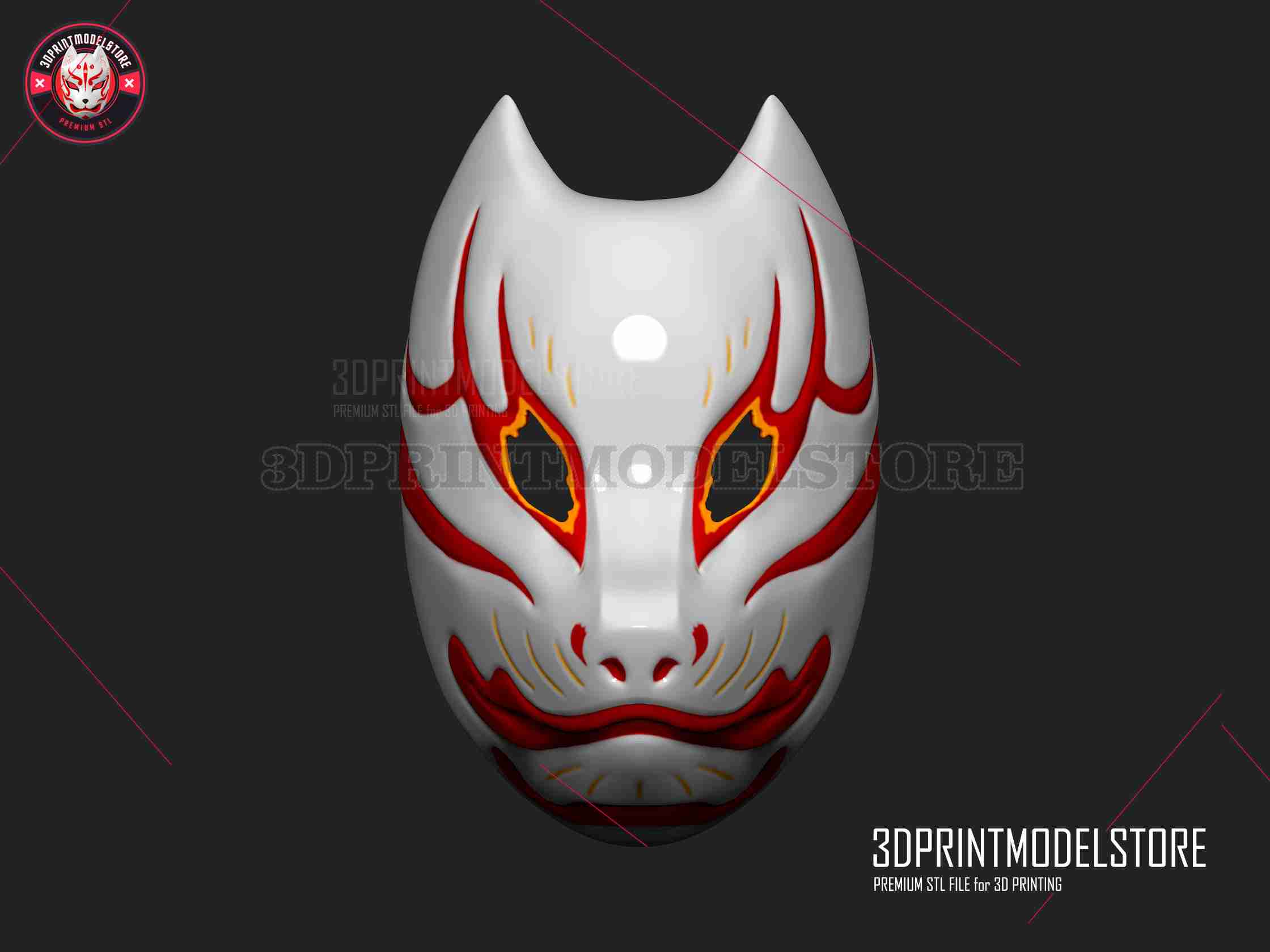 Neon White Mask STL 3D Model (Instant Download) 