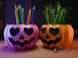 Heart Eyes Pumpkins - love - planter pencil holder 3mf STL-1