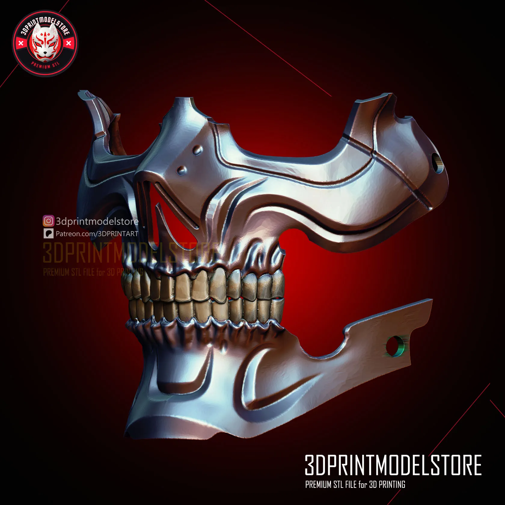 Terminator Zero Skull Half Mask - Premium STL for Cosplay