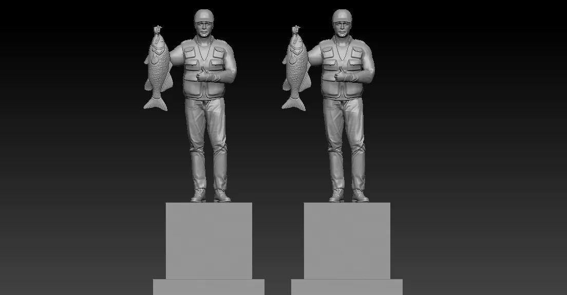 Trophy fishing statue destop - 3d Print