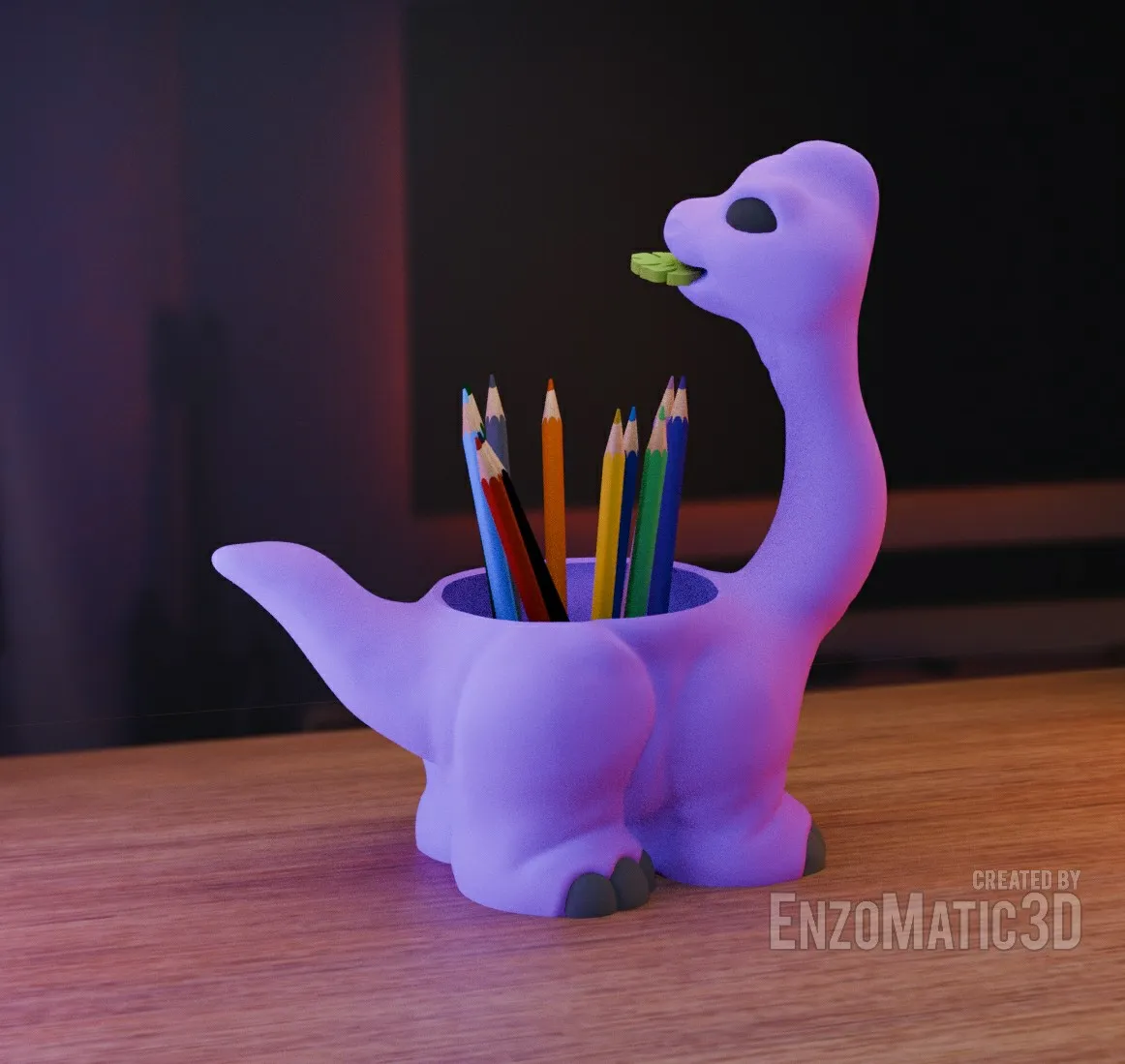 flower pot dinosaur planter pencil holder STL