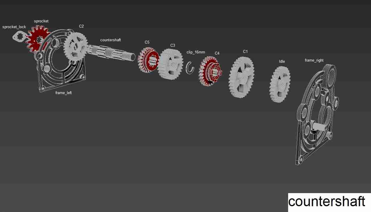 Sequential Gearbox 5 Speed Motorcycle Transmission 3D models download