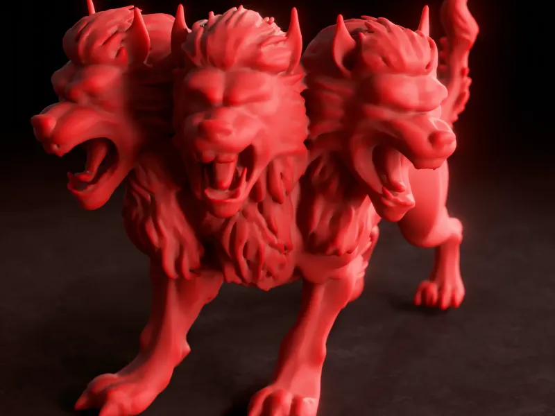 Escultura de Cérbero – Besta Mitológica Imprimível em 3D