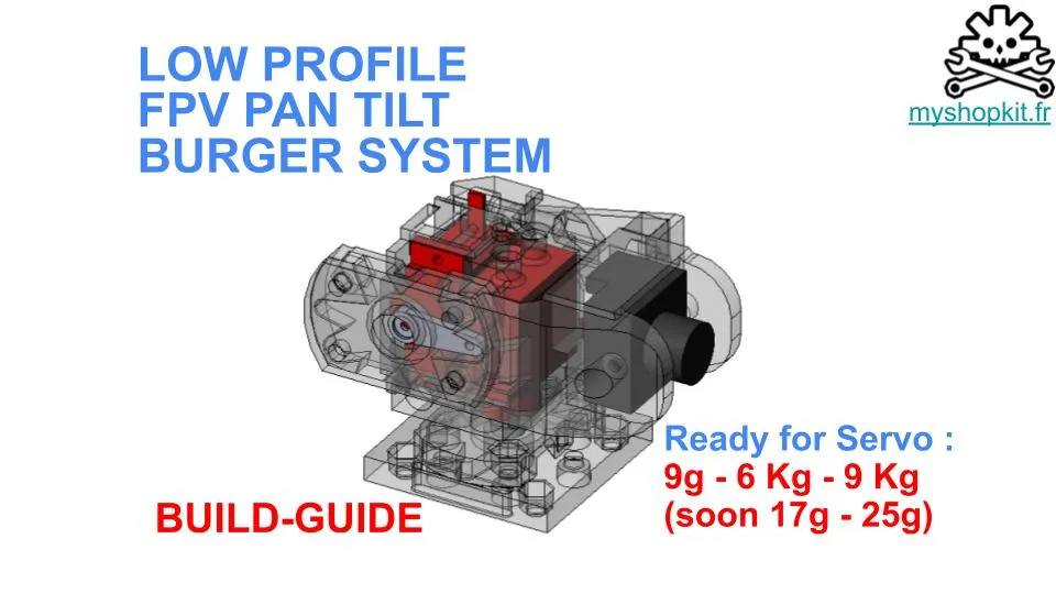Diy Printed Low Profile Pan Tilt FPV Gimbal Burger System