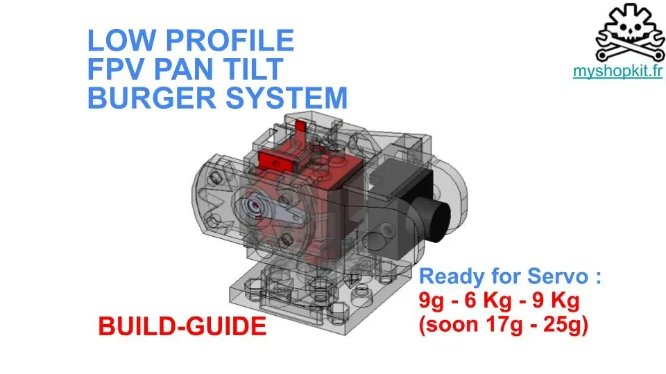 Diy Printed Low Profile Pan Tilt FPV Gimbal Burger System