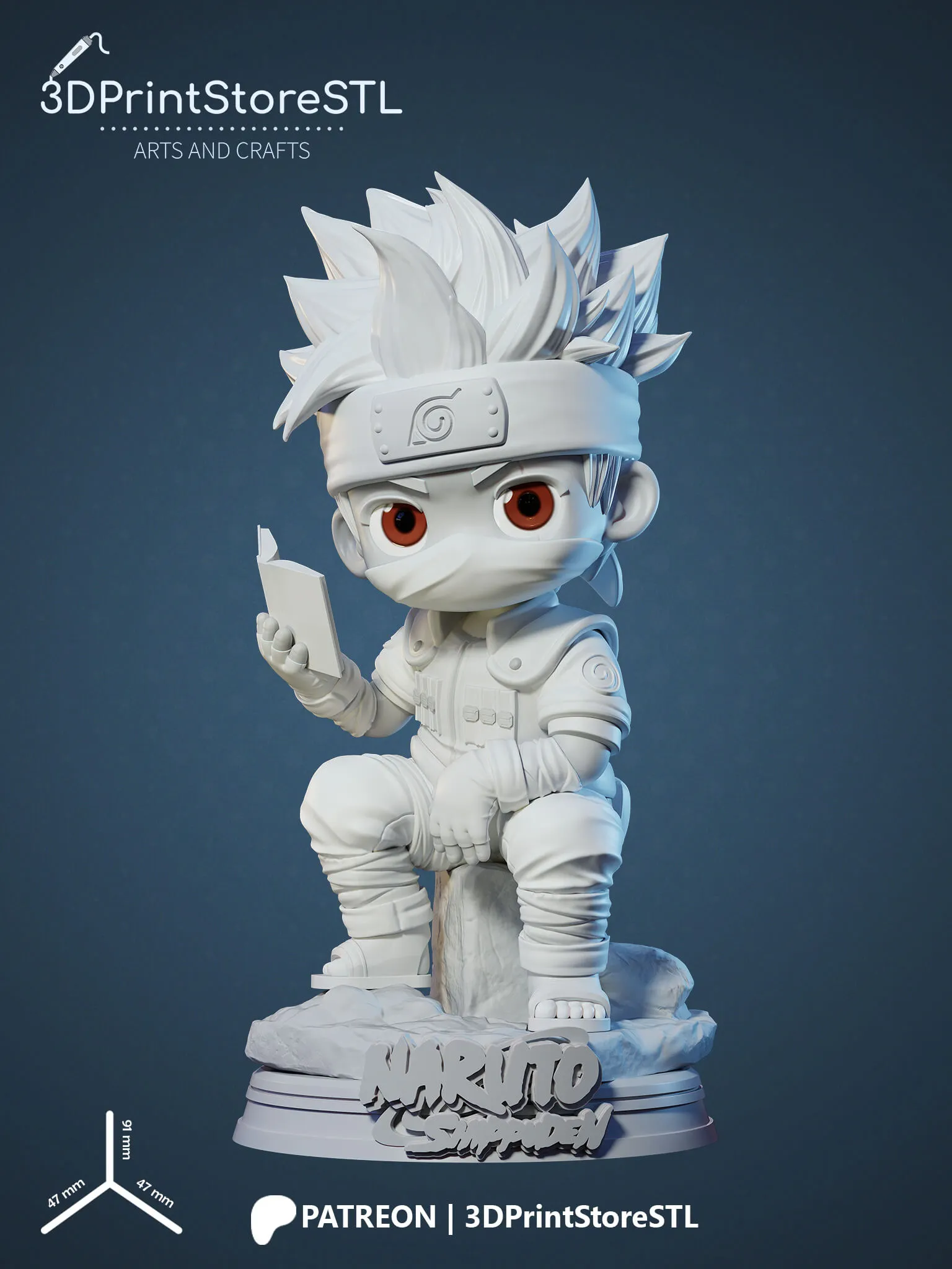 Characters \u0026 Creatures STL Download - Kakashi Chibi - Anime Fan - STL Files  - 3D Print Modelby 3DPrintStoreSTL, image size:1536x2048