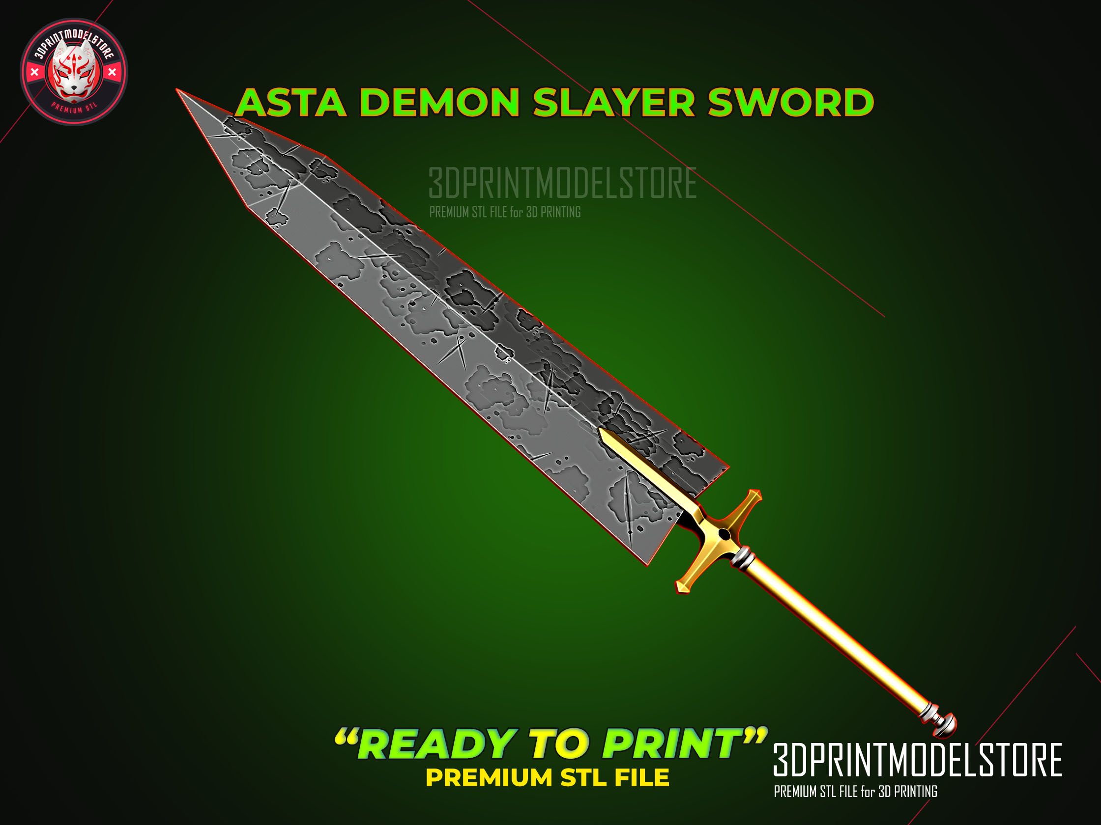 Asta Demon Slayer Sword - Black Clover Weapon Cosplay | 3D models ...