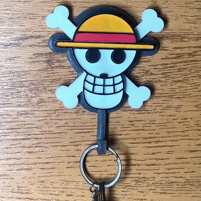 MW Mugiwara Skull Pirate Keychain Holder Straw Hat Halloween