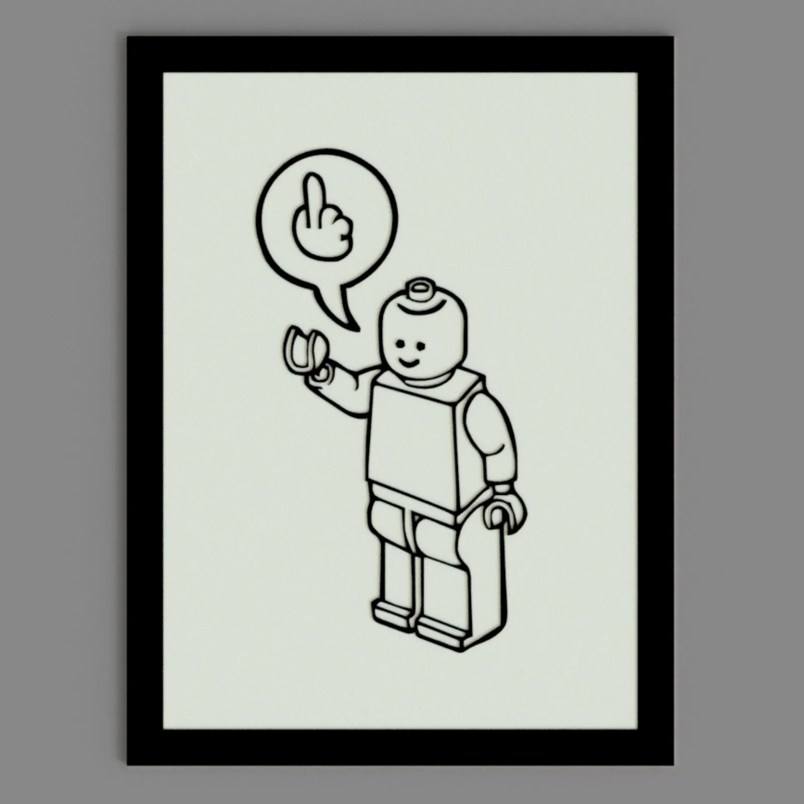 Lego-Themed "Middle Finger" Meme Wall Art – 3D Printed Decor