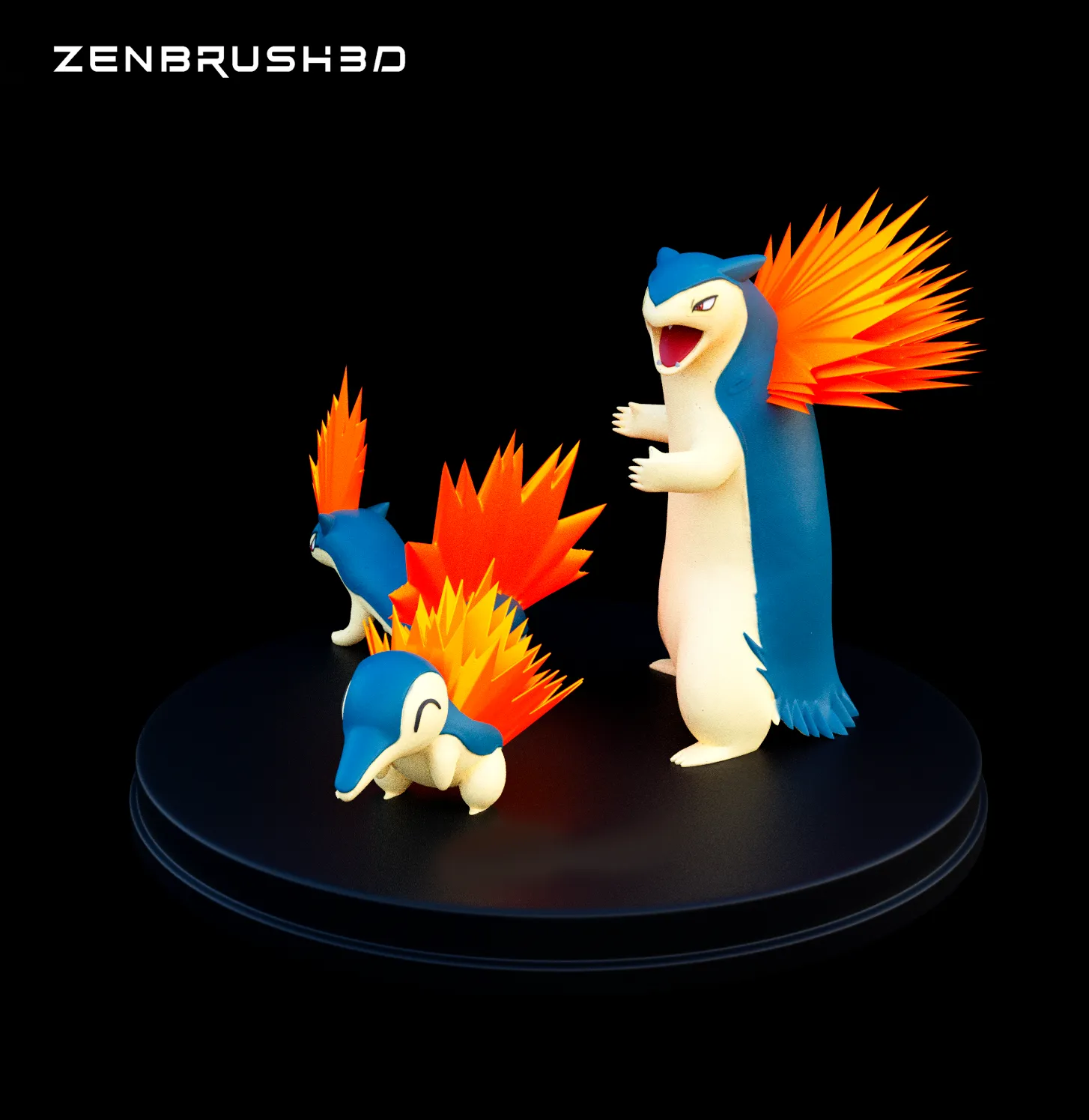 CYNDAQUIL QUILAVA TYPHLOSION - POKEMON 3D PRINTING MODEL STL