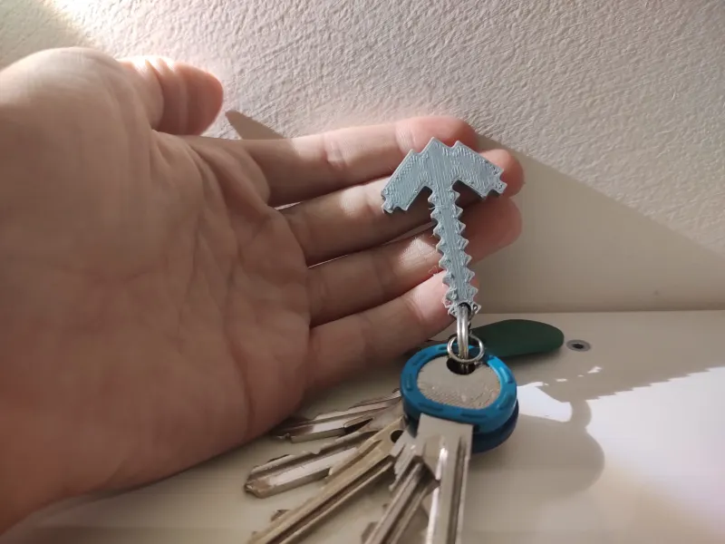 Minecraft pickaxe keychain